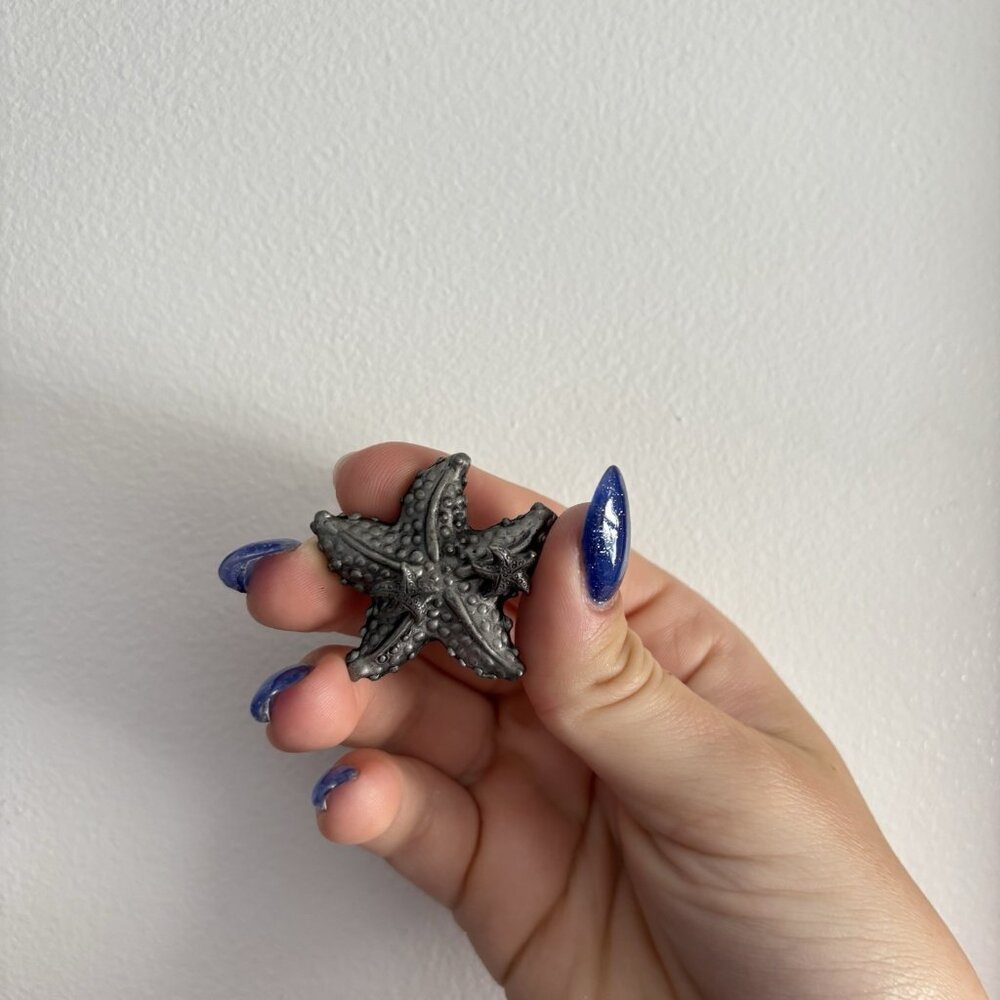 Vintage Torino Pewter Starfish Brooch Post Earrings Set Nautical Beach 80s 90s‎